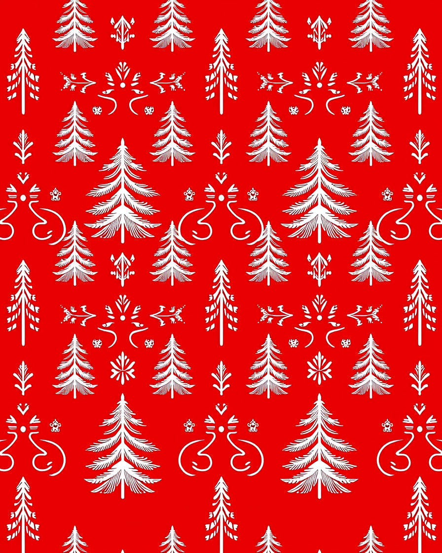 Festive Trees Winter Snowflake Pattern Rug