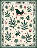 Winter Sleigh And Leaf Pattern Rug