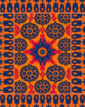 Vibrant Blue 2 Orange Floral Pattern Rug