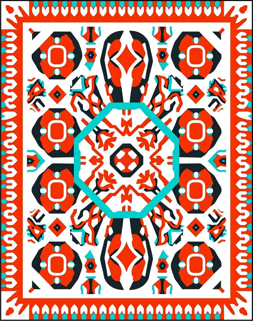 Bold Geometric Tribal Pattern Rug