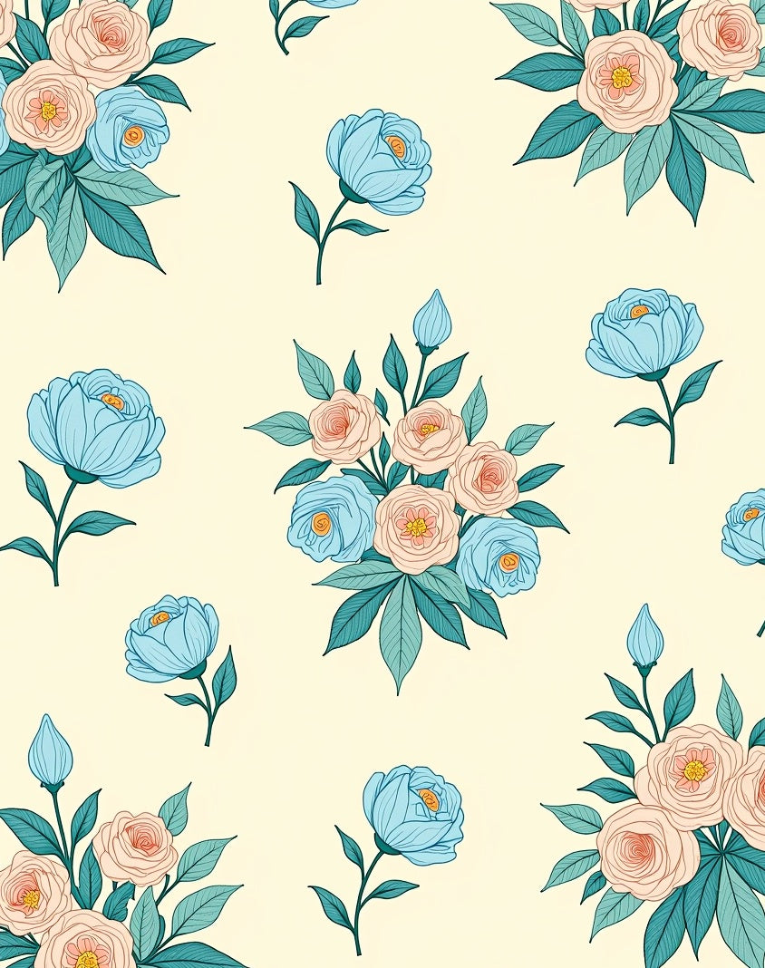 Floral Bouquet Pattern Pastel Rug