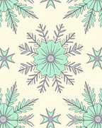 Mint And Silver Snowflake Pattern Rug