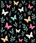 Whimsical Butterfly and Leaf Pattern Rug