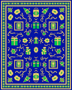 Whimsical Gifts Botanical Blue Yellow Rug