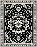 Black Cream Mandala Floral Pattern Rug