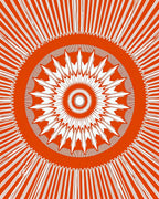 Orange White Radial Sunburst Design Rug