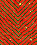 Red, Green, Yellow Chevron Floral Stars Rug