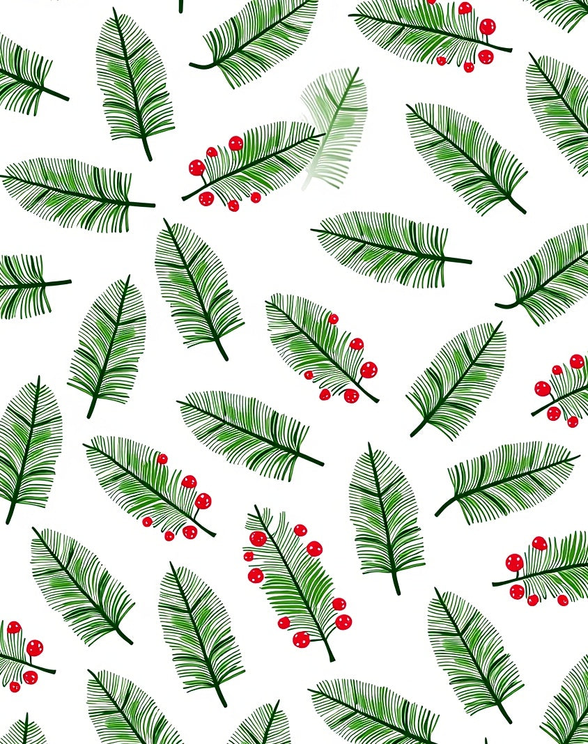 Green Pine Needles with Red Berries Rug