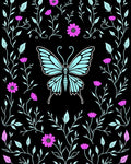 Floral Butterfly Vine Pattern Rug