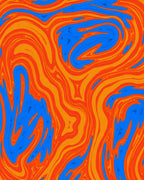 Abstract Swirl Orange Blue Design Rug
