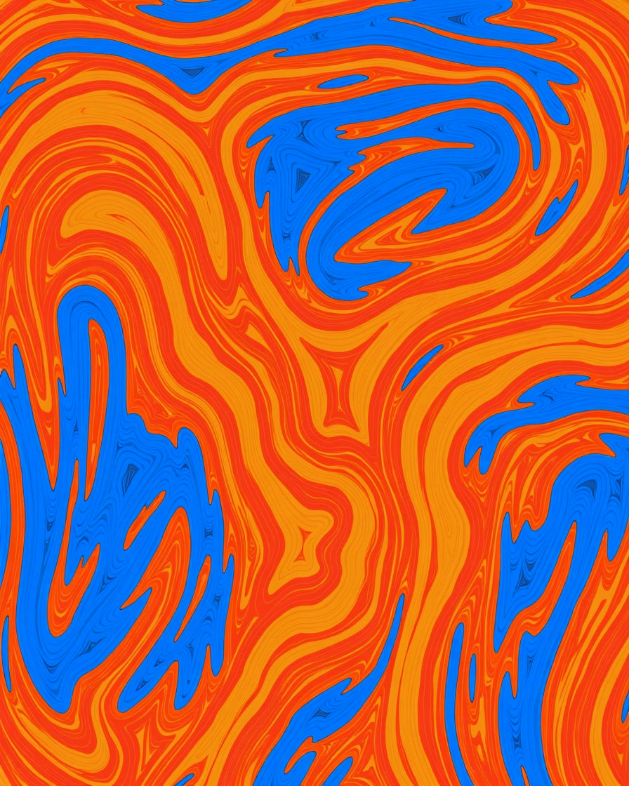 Abstract Swirl Orange Blue Design Rug