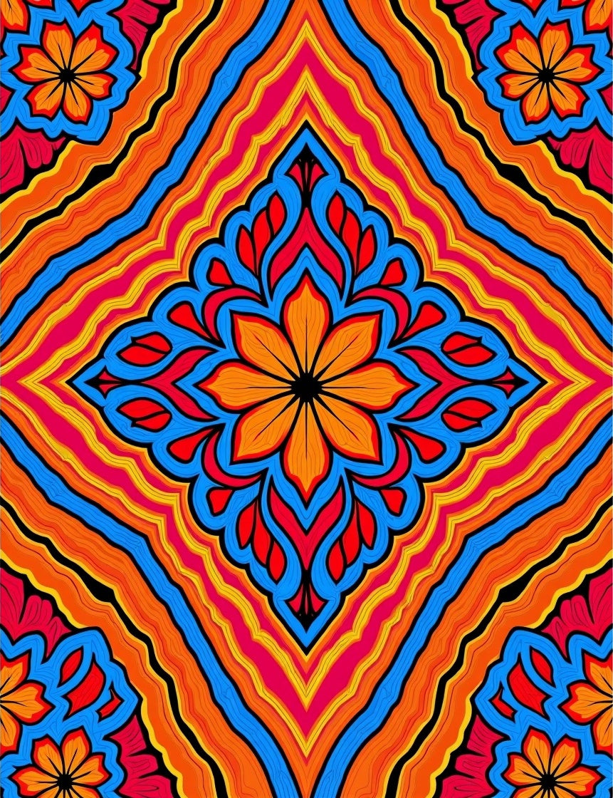 Vibrant Floral Mandala Pattern Rug