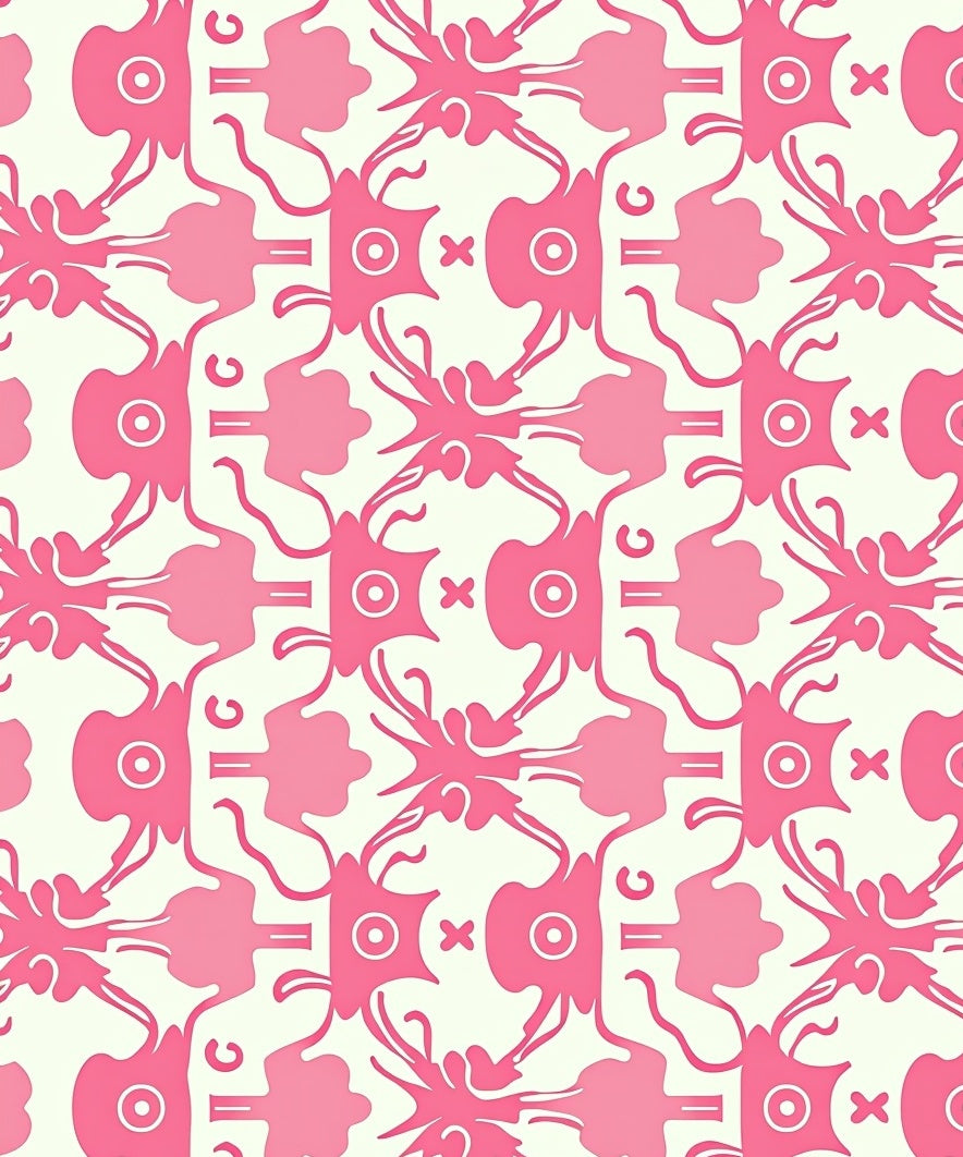Whimsical Pink Monster Pattern Rug