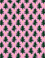 Pink Christmas Tree Star Repeats Rug