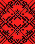 Geometric Red Black Pixelated Pattern Rug