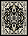 Ornate Black And Cream Floral Rug