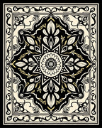 Ornate Black And Cream Floral Rug