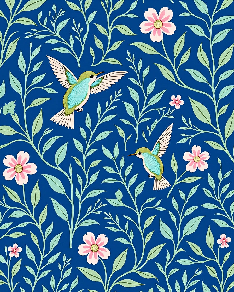 Birds and Floral Pattern Design Rug