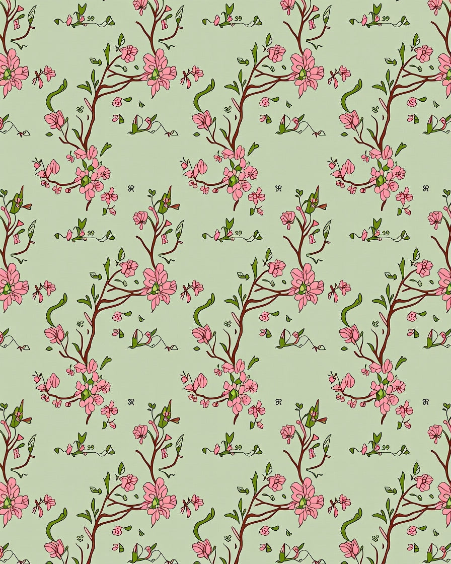 Pink Blossom Branches Pattern Rug