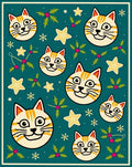 Playful Cats Stars Holly Pattern Rug