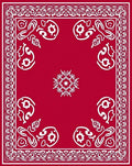 Bold Red White Vintage Ornamental Bandana Rug