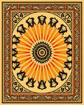 Intricate Sunburst Floral Bordered Pattern Rug