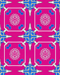 Hot Pink White Blue Geometric Star Rug