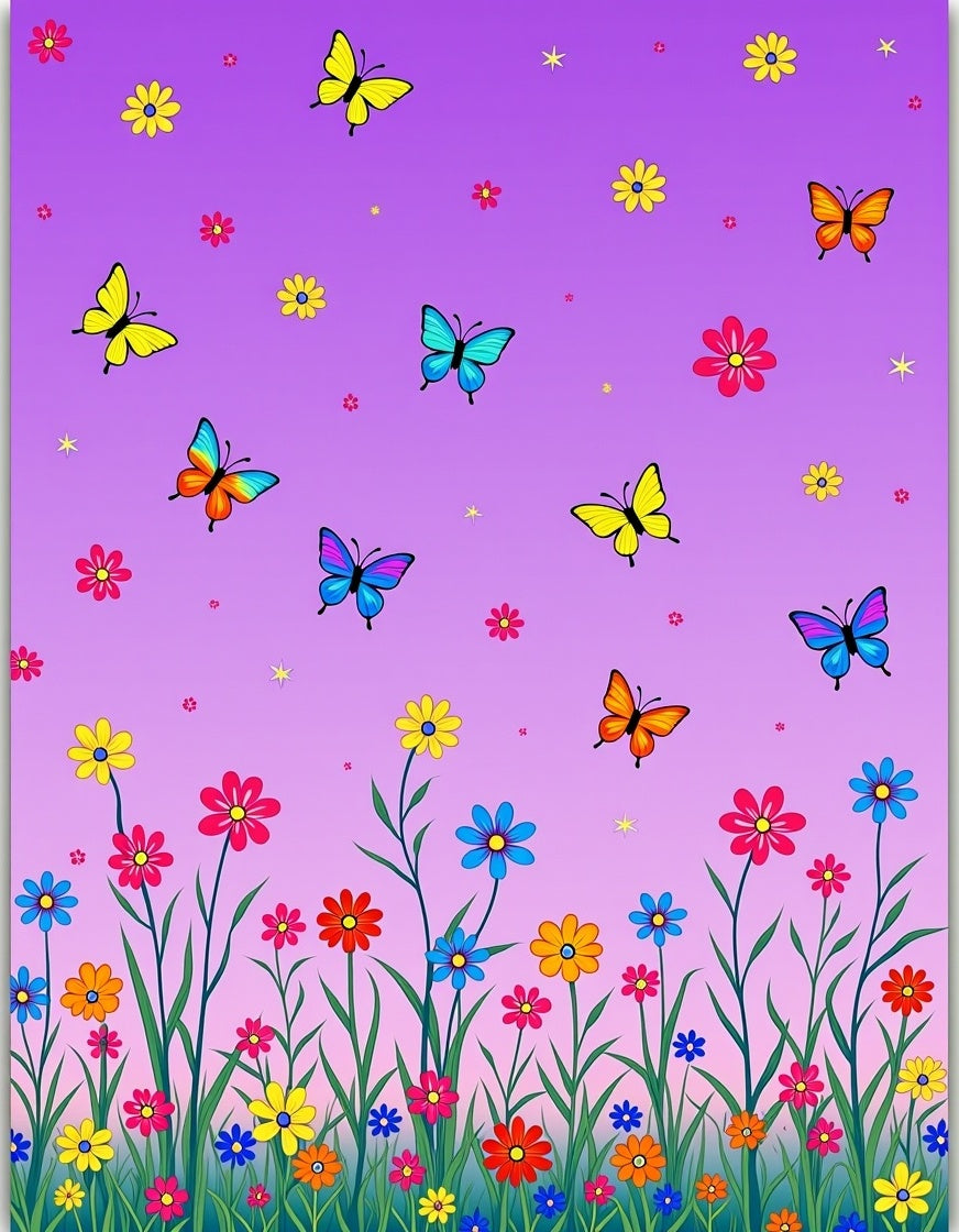 Vibrant Butterflies Flowers Garden Rug