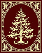 Festive Tree Ornate Frame Design Rug