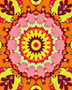 Vibrant Psychedelic Floral Mandala Rug