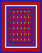 Bold Red Blue Geometric Pattern Rug
