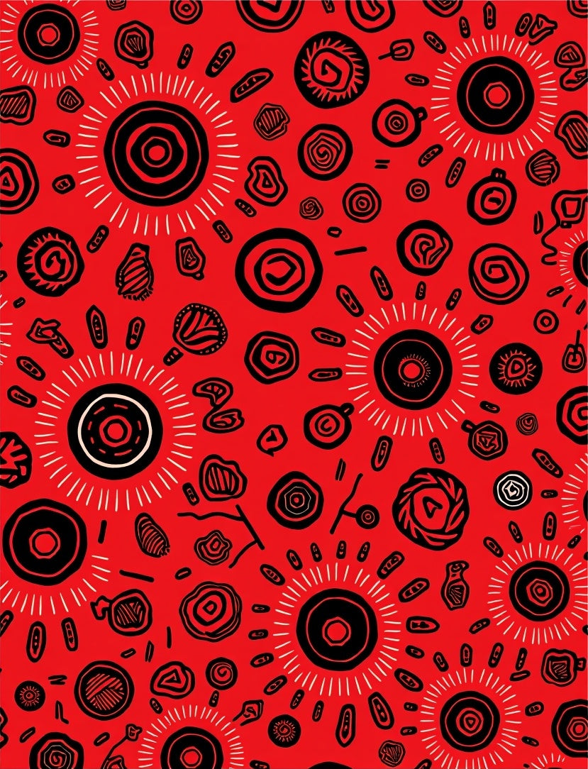 Bold Red Abstract Tribal Design Rug