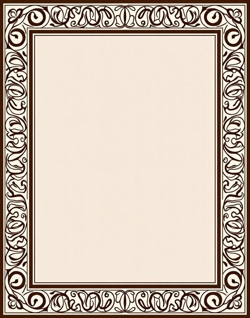 Elegant Scrollwork Border Design Rug