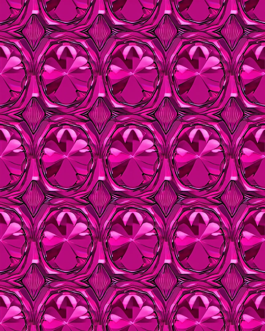 Dazzling Fuchsia Faceted Rhombus Medallion Rug