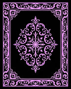 Ornate Pink Filigree Border Rug