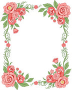 Coral Pink Rose Garden Border Rug
