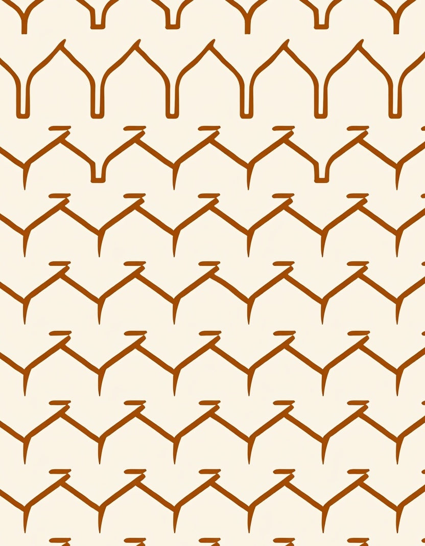 Rustic Brown Zigzag Patterned Rug