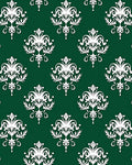 Ornate White Damask Emerald Repeating Rug