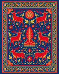 Enchanting Red Deer Folk Art Rug