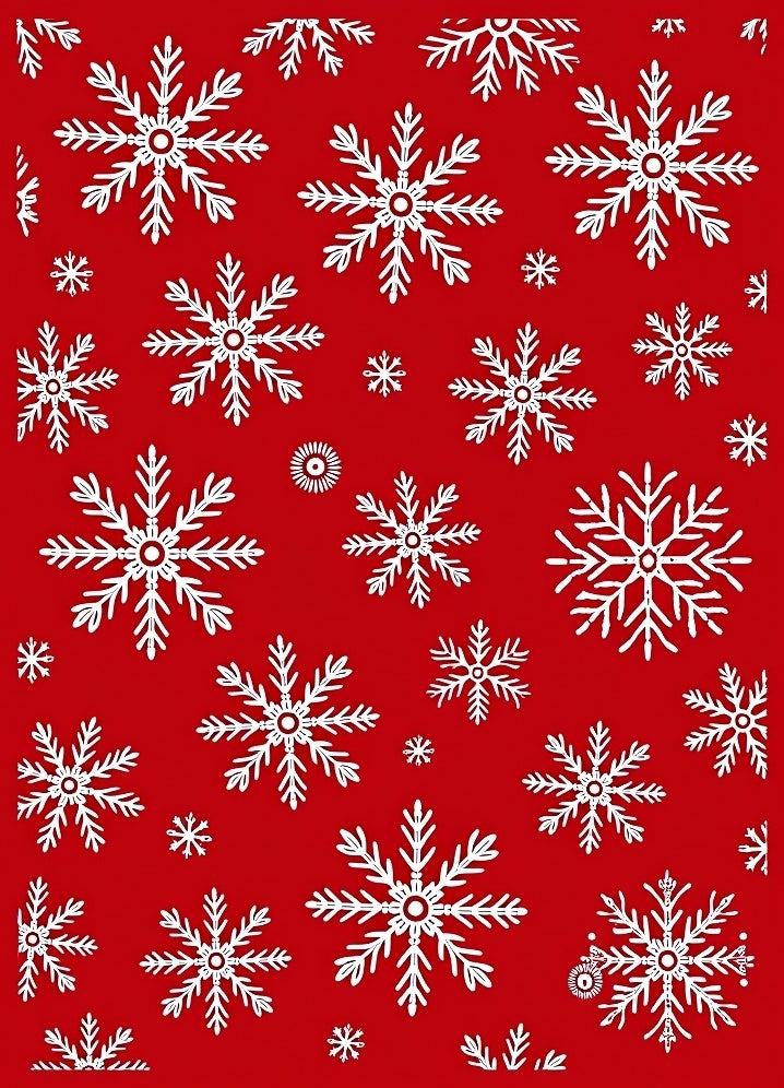 Red White Snowflake Pattern Rug