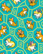 Cute Cat Symbol Mosaic Pattern Rug