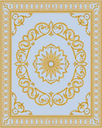 Golden Scrollwork With Sunburst Motif Rug