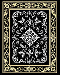 Ornate Black White Floral Border Rug