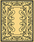 Ornate Black Cream Floral Design Rug
