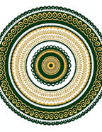 Green Gold Circular Mandala Design Rug