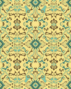 Vibrant Teal Brown Floral Pattern Rug