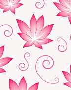 Vibrant Pink Lotus Swirl Pattern Rug