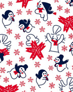 Whimsical winter animals red snowflakes Rug