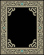 Elegant Cream Beige Scrollwork Frame Rug