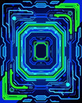 Futuristic Neon Circuit Board Pattern Rug